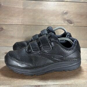brooks addiction walker womens size 9.5 shoes black leather v-strap 2 sneakers